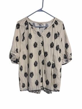 Unixseque Black and Tan Boho Blouse Women's Size XL
